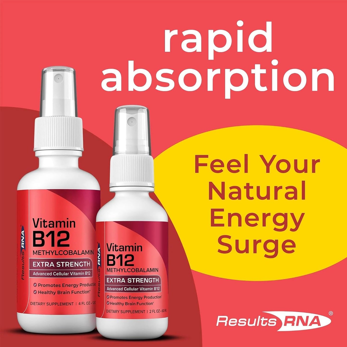 Results RNA - Advanced Cellular Vitamin B12 Methylcobalamin Spray, Supports Heart Health, Good Mood, Energy & Brain Function, Superior Absorption, 118 ml (60 Servings) - görsel 2