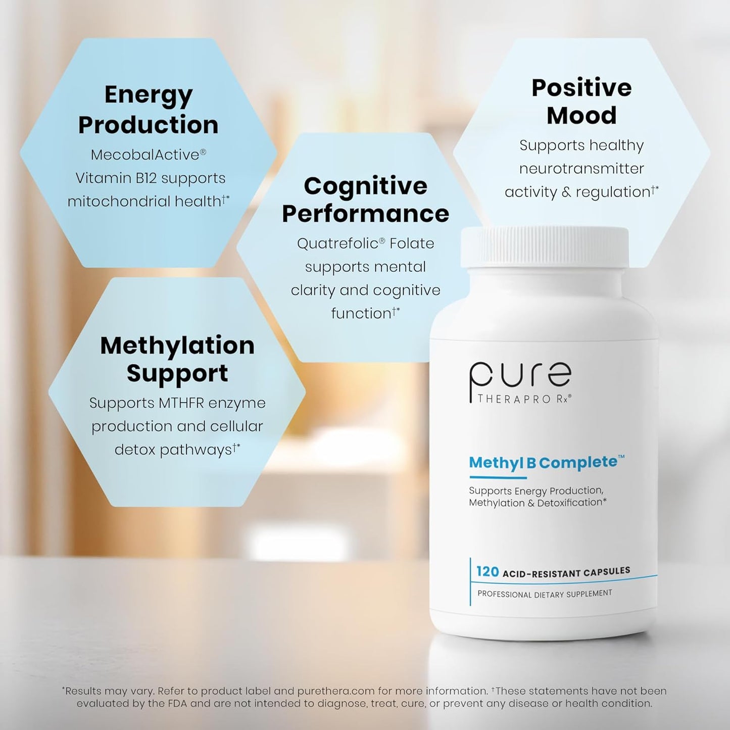 Methylated B Complex Vitamins - Quatrefolic Folate, Methylcobalamin B12, TMG - 120 Capsules - görsel 4