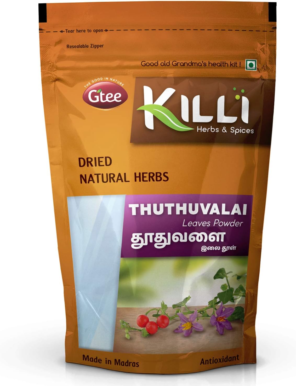 KILLI Thuthuvalai (Climbing Brinjal) Leaves Powder - 100g - görsel 1