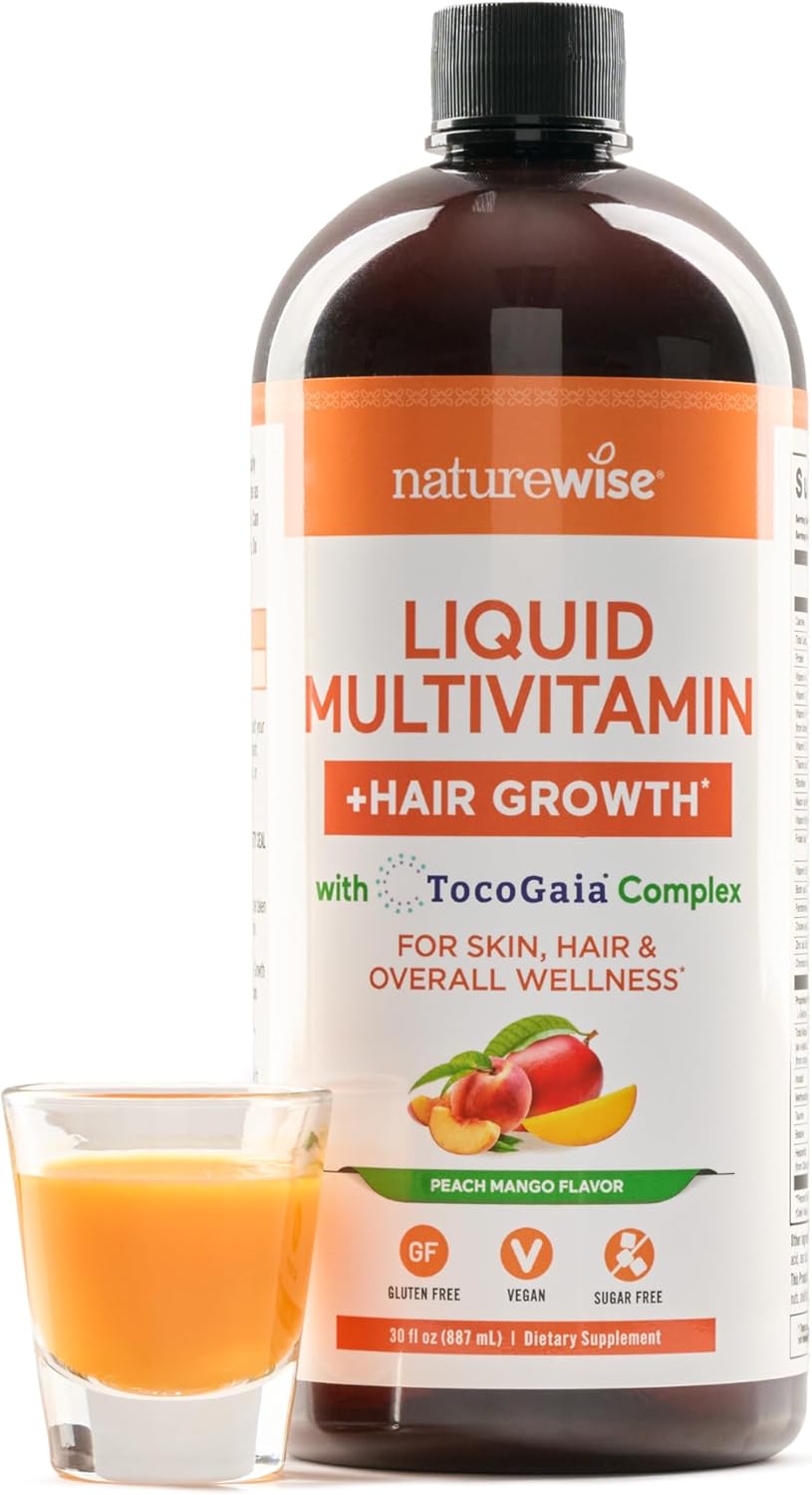 NatureWise Liquid Multivitamin with TocoGaia for Hair Growth & Skin Elasticity – Sugar Free, Vegan – 900 ml - görsel 1