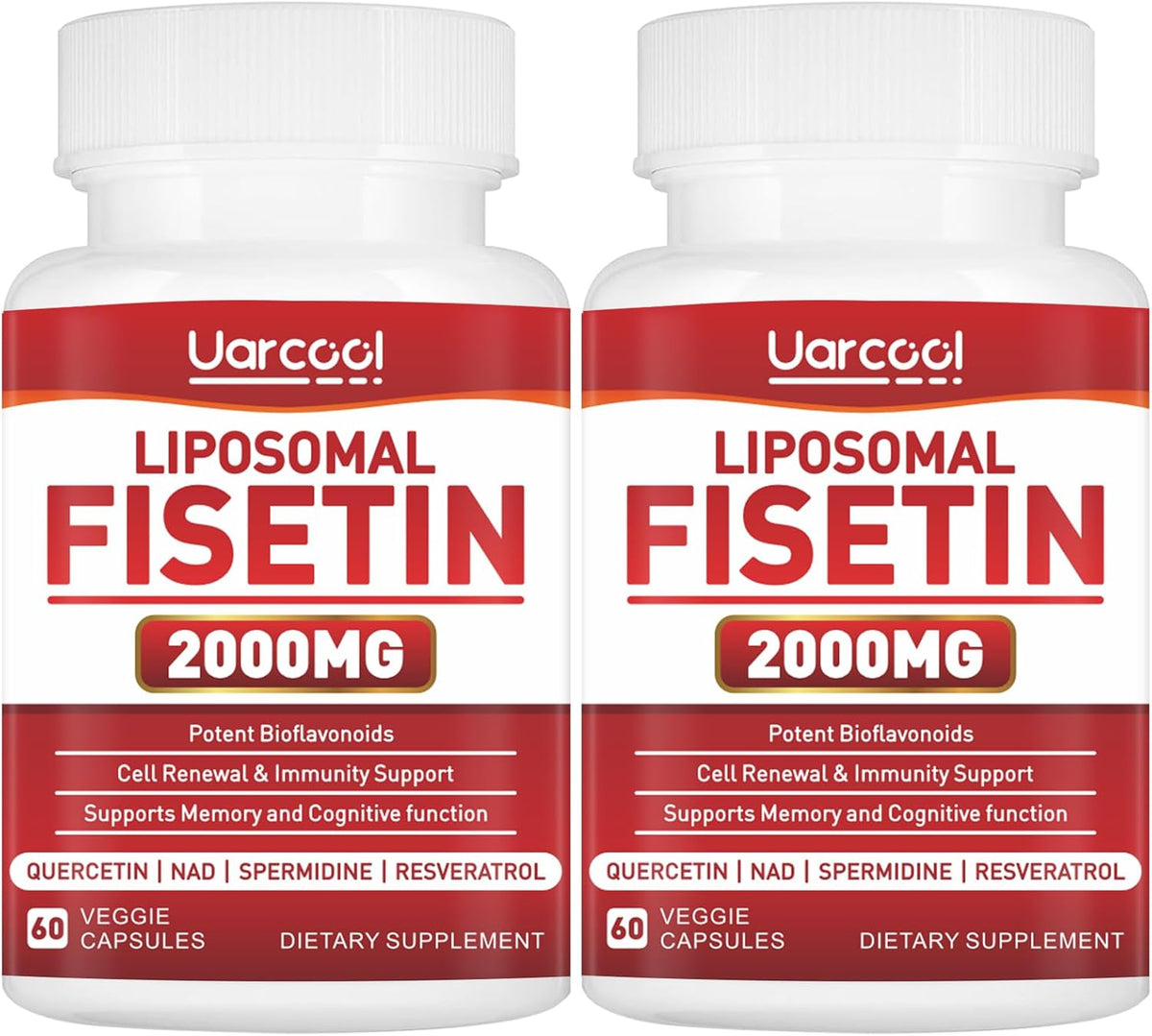 Uarcool Fisetin Supplement 2000mg – Healthy Ageing, Brain and Skin Support (60 Soft gel capsules, 2 Bottles) - görsel 1