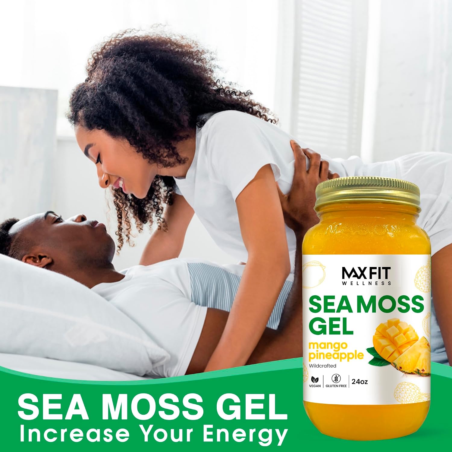 MAX FIT Sea Moss Gel Raw (24oz) - Wildcrafted Gold Sea Moss from Saint Lucia - 92 Vitamins & Minerals - Vegan Superfood - görsel 2