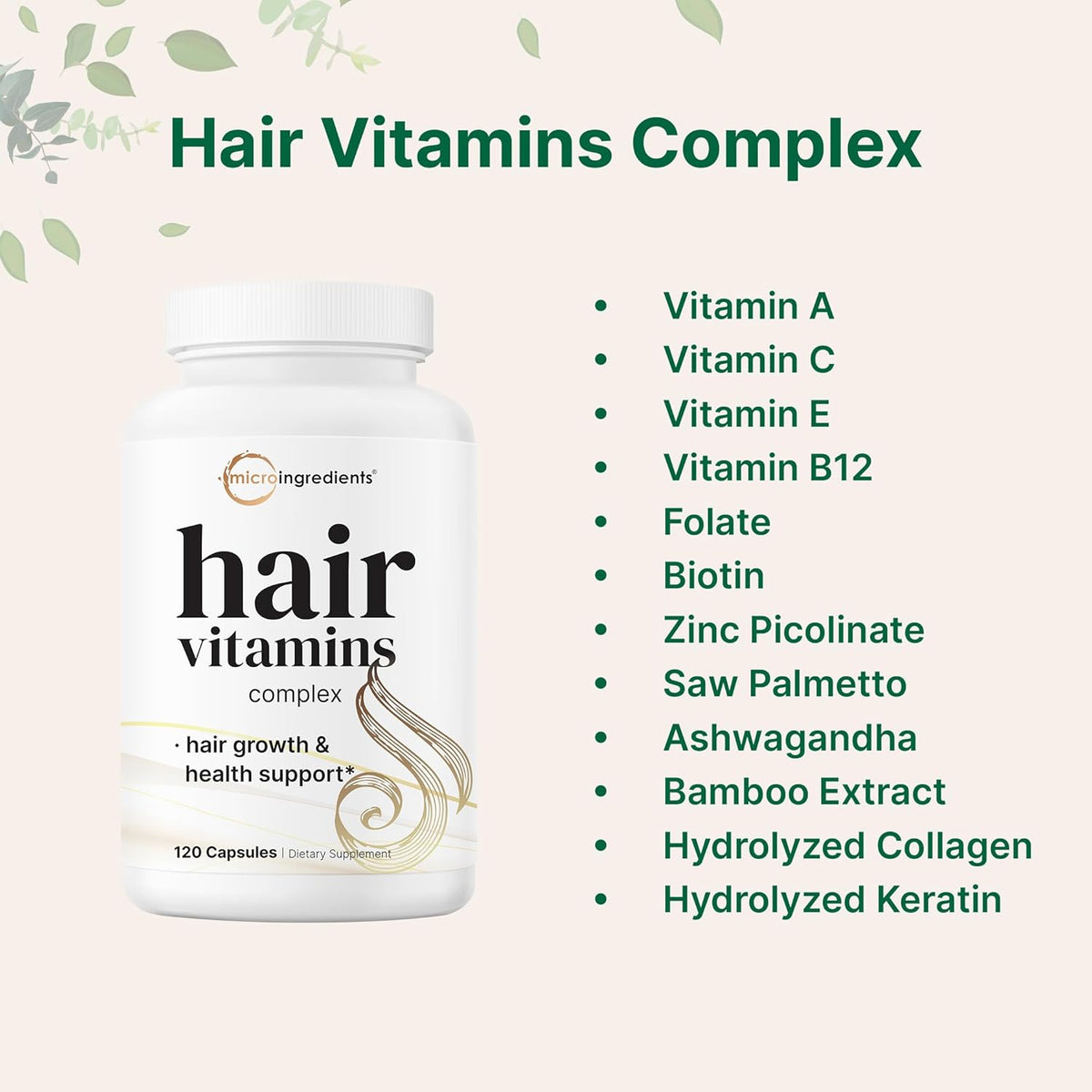 Micro Ingredients Hair Vitamins Complex, 120 Capsules - görsel 5