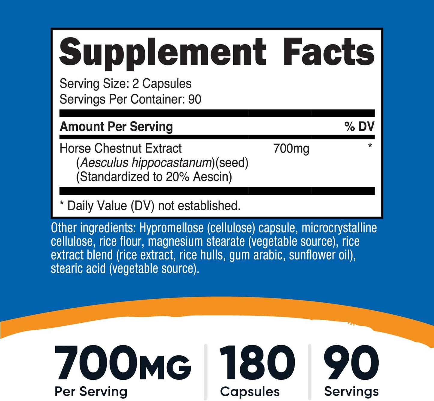Nutricost Horse Chestnut Extract Capsules 700 mg Per Serving, 180 Capsules - Non-GM, Vegan - görsel 2