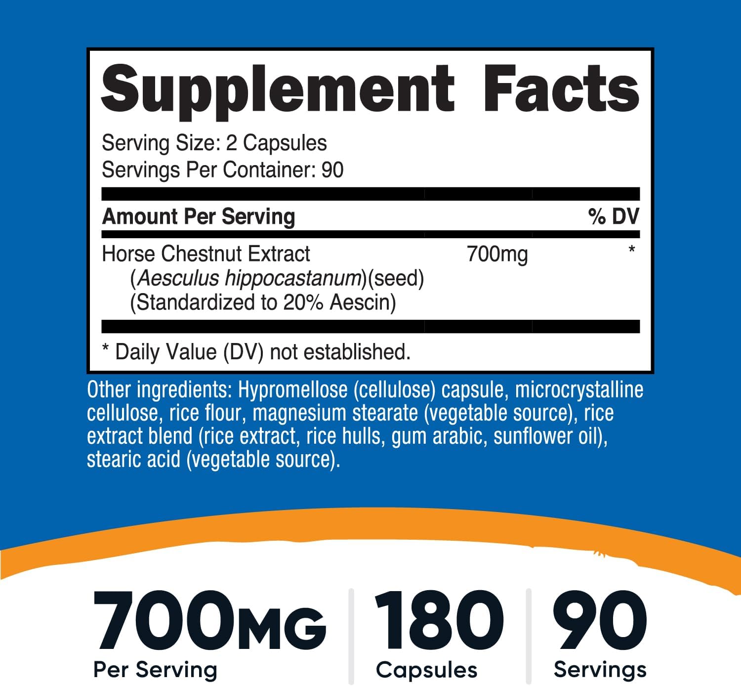 Nutricost Horse Chestnut Extract Capsules 700 mg Per Serving, 180 Capsules - Non-GM, Vegan - görsel 2