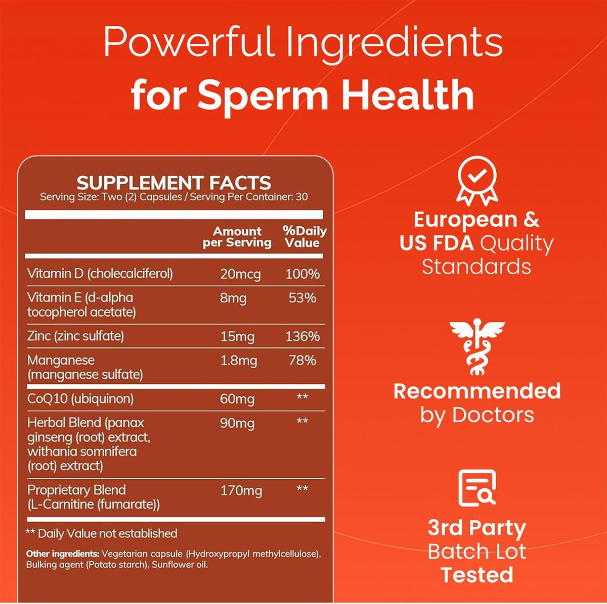 CONCEIVE PLUS Motility Support for Men | Spermidine Supplements with Vitamin D, E, Zinc, Antioxidants | Male Fertility Multivitamin, 60 Capsules - görsel 4