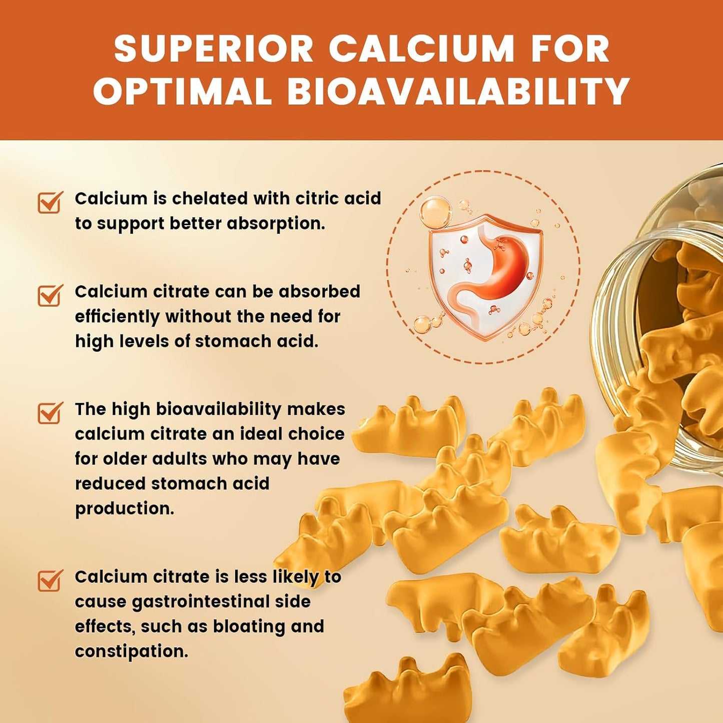 GONGOTA Calcium Citrate Gummies with Vitamin D3 - 120 Gummies - görsel 7