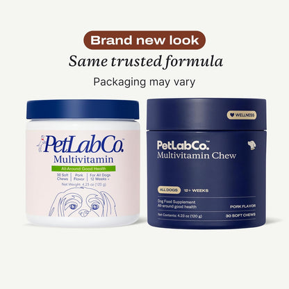 PetLab Co. 22 in 1 Dog Multivitamin - Support Dog's Immune Response, Skin, Coat, Joints & Overall Health - Vitamins A, E, D, B12, Minerals, Antioxidants - Chewable Pork Flavour