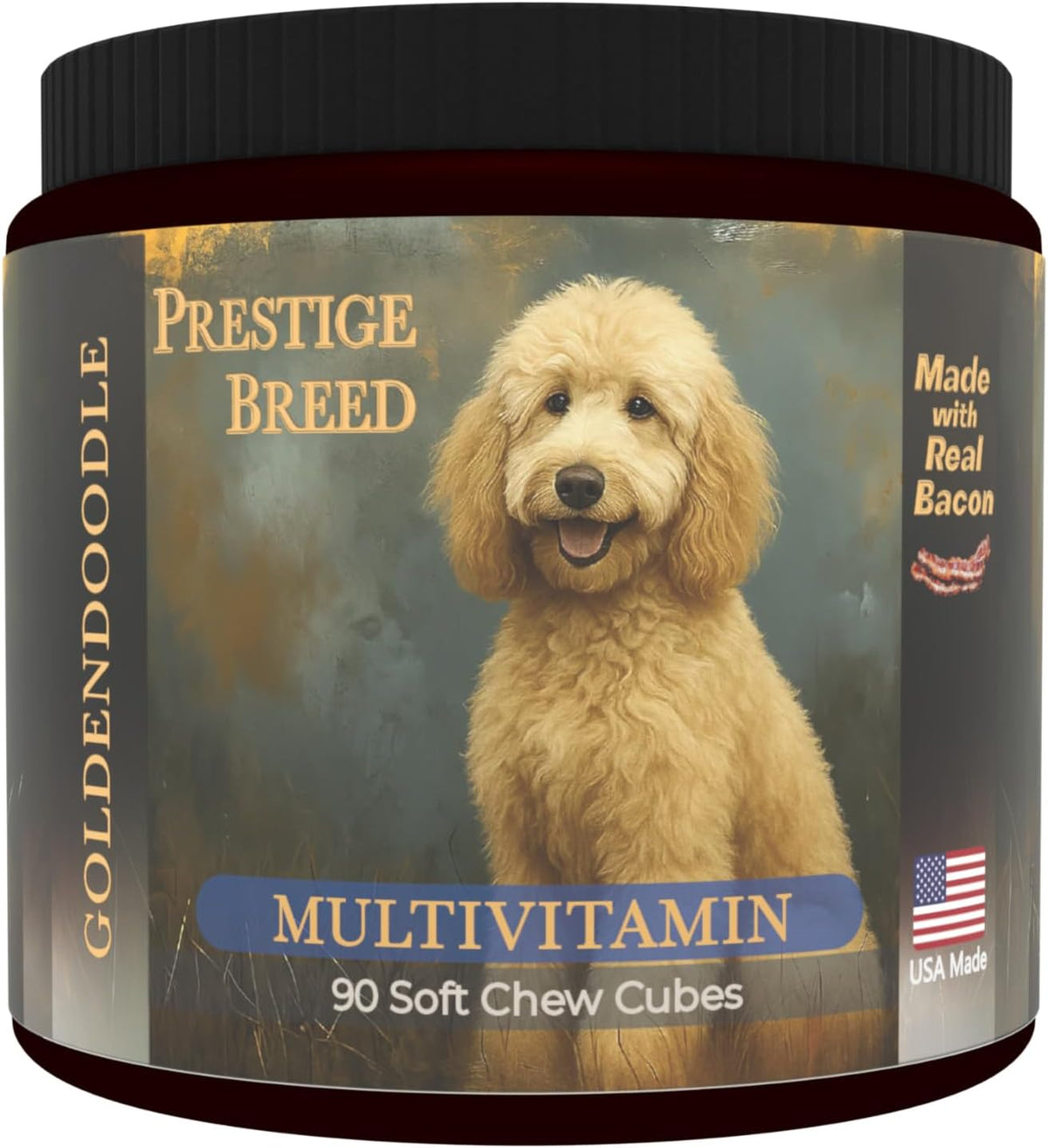 Prestige Breed Multivitamins, Balanced Nutrition for Your Goldendoodle, 90 Chews, Made in the USA with Real Bacon - görsel 1