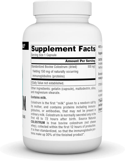 Source Naturals Colostrum Contains 30 Per Cent Immunoglobulins – 120 Capsules