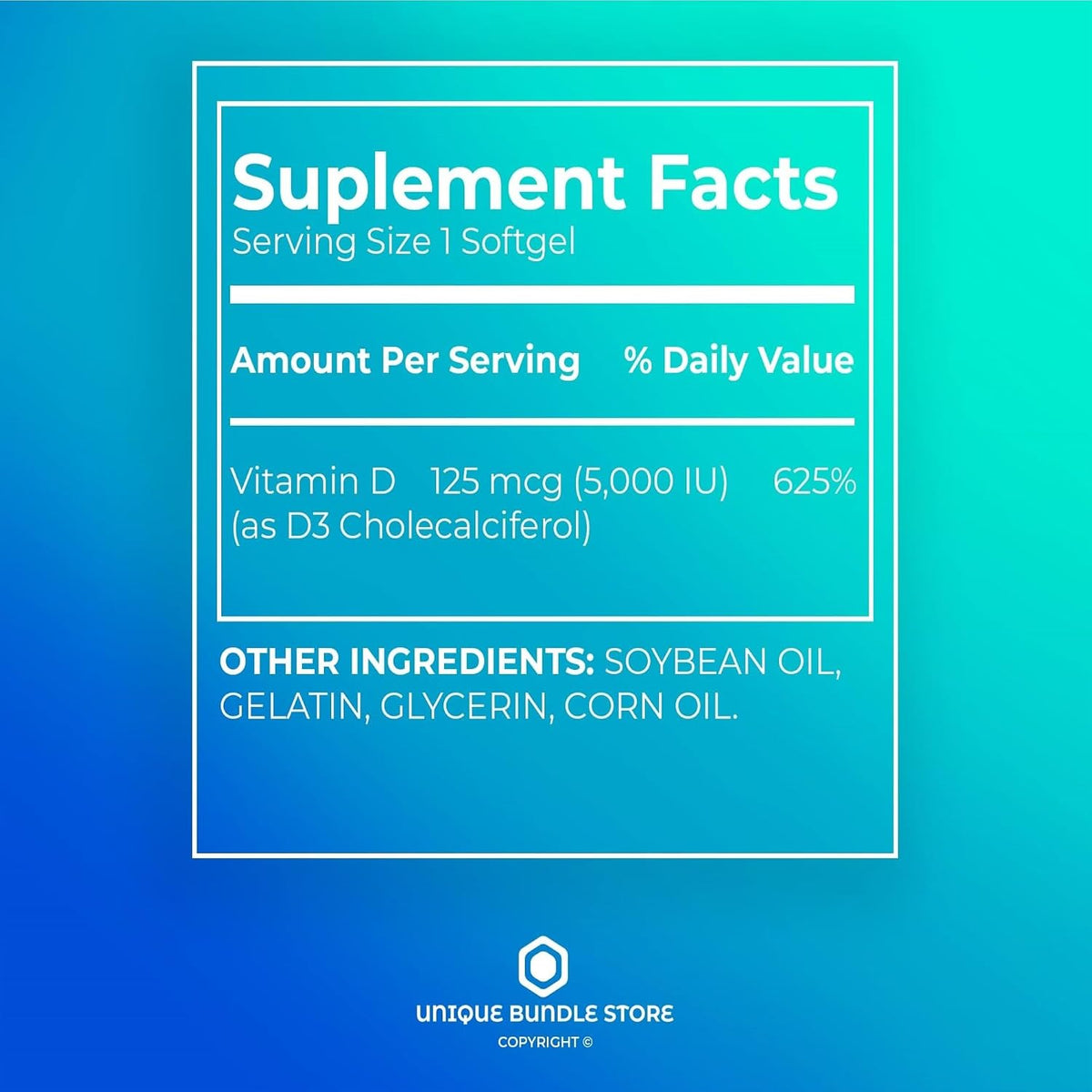 Extra Strength Vitamin D3 5000 IU (125 mcg) – 250 Softgels, High Potency Vitamin D Supplement for Bone and Immune Support (Pack of 3) - görsel 3