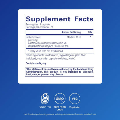 Pure Encapsulations ProbioMood – Ambient Stable Probiotic Combination for Relaxation and Digestive Function (60 Capsules)