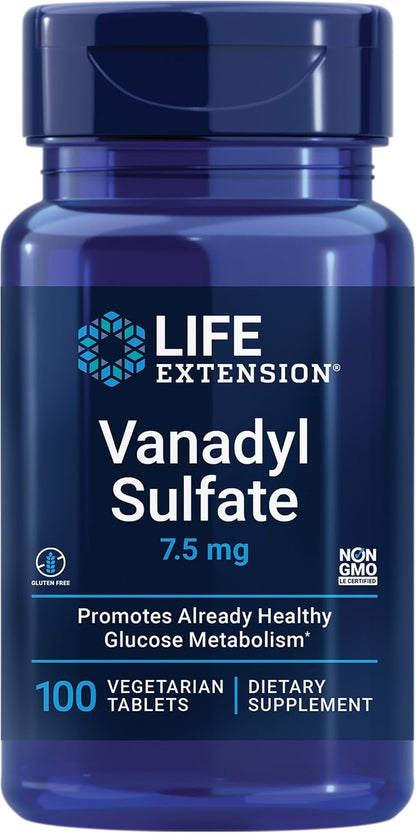 Life Extension Vanadyl Sulphate, Trace Mineral Supplement for Metabolic Support – 100 Tablets