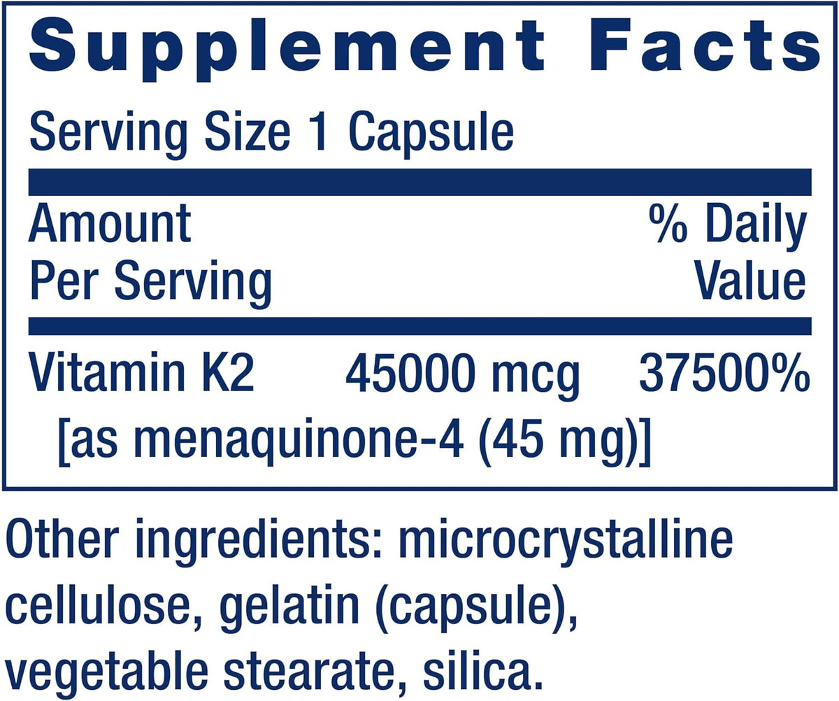 Life Extension Mega Vitamin K2 High Potency, 45 mg, 30 Capsules - görsel 3