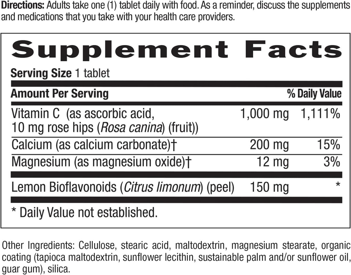 Country Life Buffered Vitamin C 1000mg with Bioflavonoids, Calcium, Magnesium, Potassium - Vegan, Gluten-Free - 100 Tablets - görsel 5