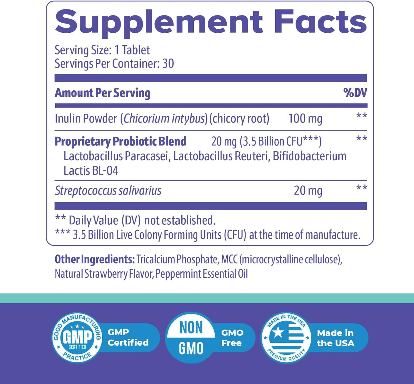 GumAktiv – 3.5 Billion Probiotic Tablets – 60 Tablets, 1 Month Supply - görsel 3