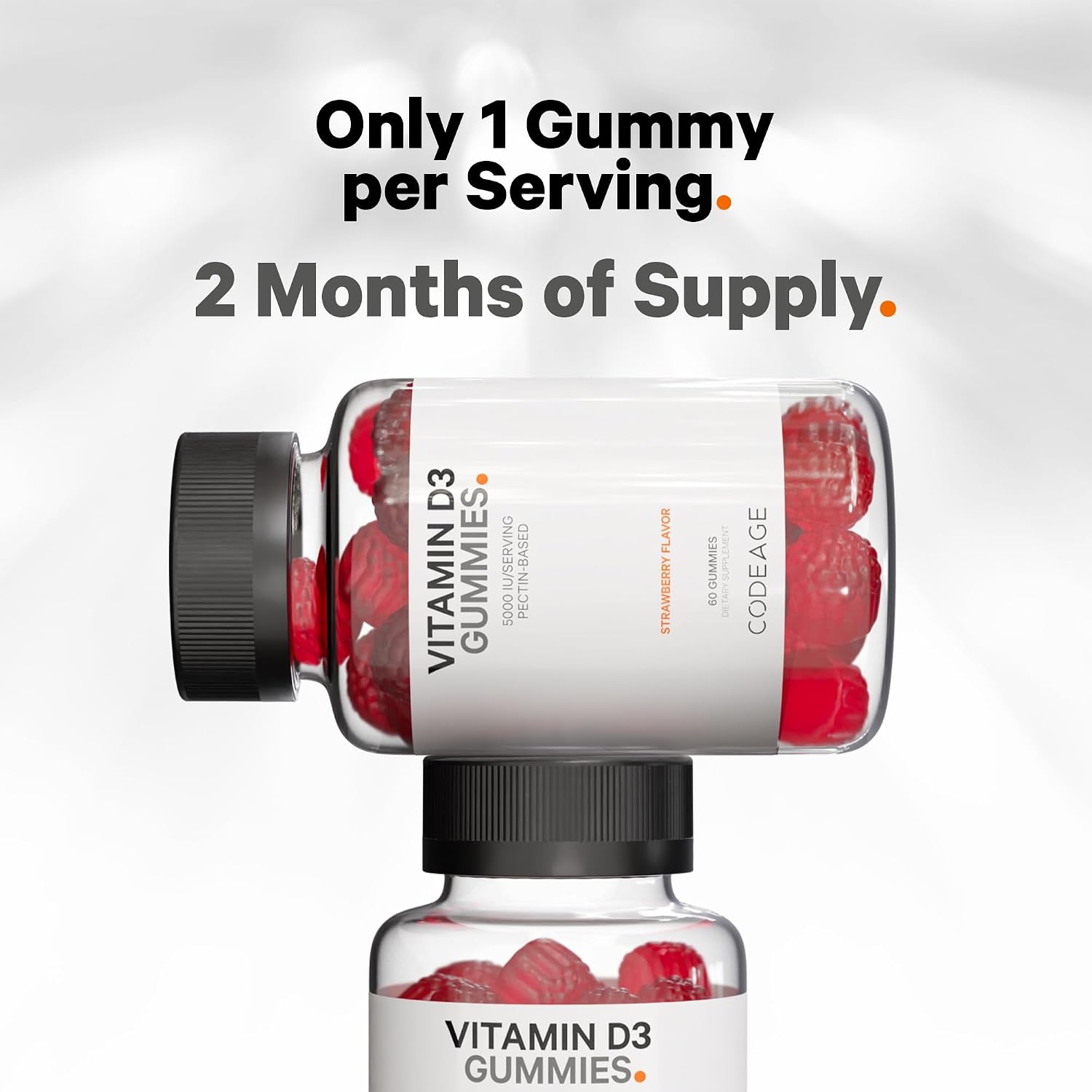 Codeage Vitamin D3 Gummies, 5000 IU Cholecalciferol, Pectin-Based, Strawberry Flavour, 60 Gummies - görsel 5