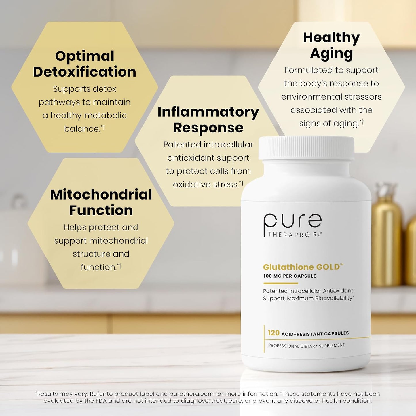 Pure Therapro Rx S-Acetyl Glutathione Gold, Extra Strength – 100mg, 120 Capsules - görsel 4