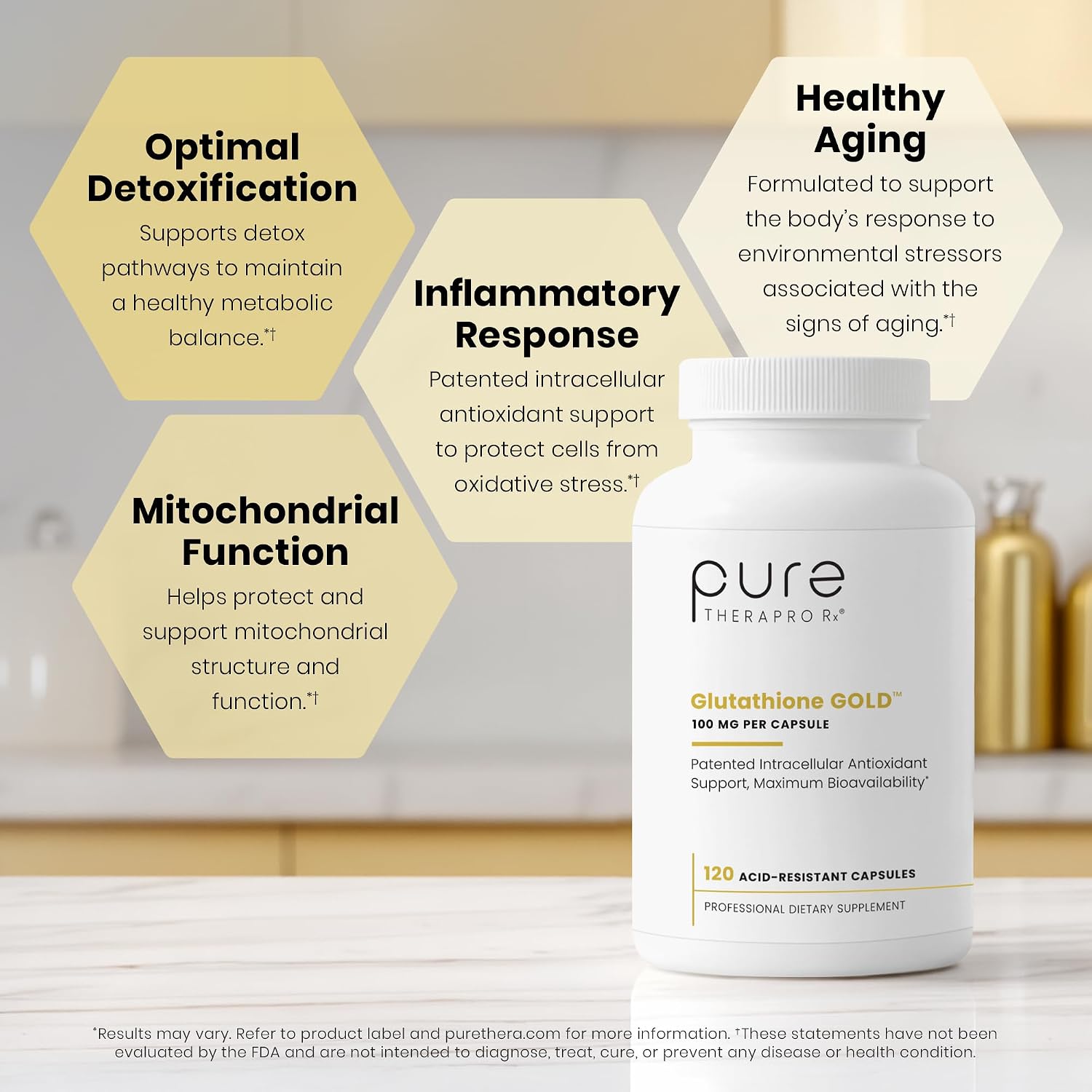Pure Therapro Rx S-Acetyl Glutathione Gold, Extra Strength – 100mg, 120 Capsules - görsel 4