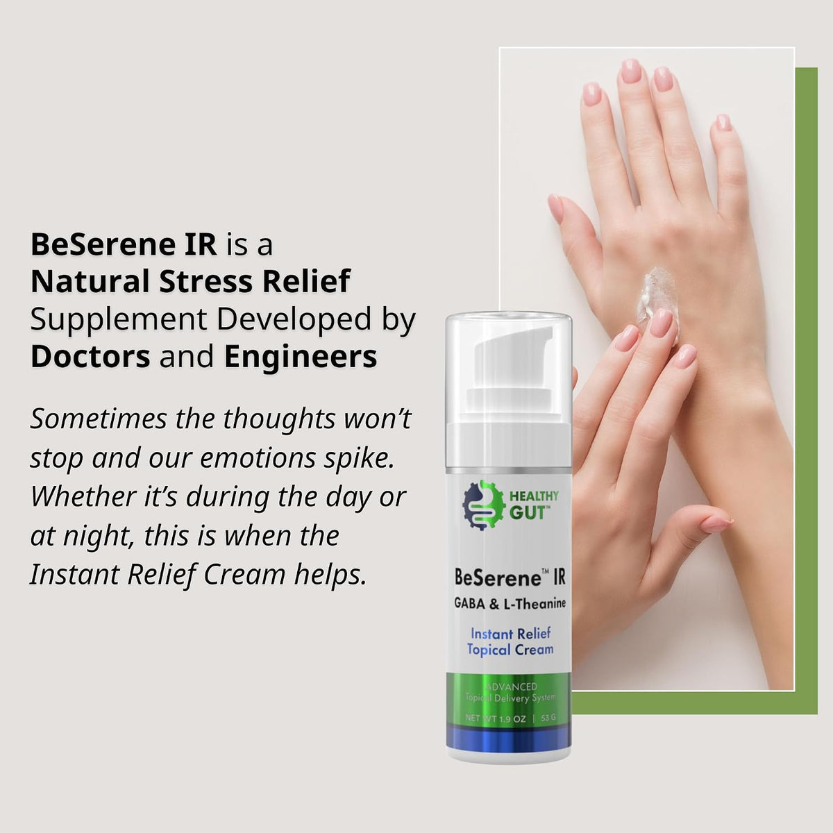 Healthy Gut BeSerene IR | GABA & L-Theanine | Instant Relief Cream | 54 g - görsel 5