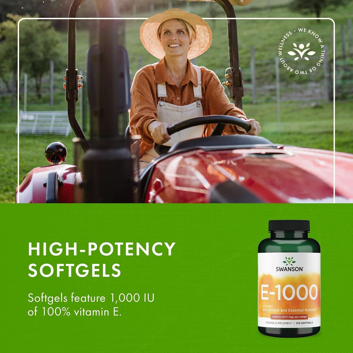 Swanson Natural Vitamin E 1000 IU, 100 Softgels - görsel 6