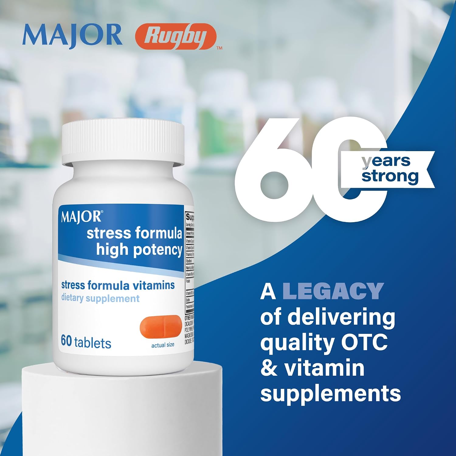 MAJOR Stress Formula - High Potency B-Complex Vitamin Supplement, 60 Tablets - görsel 2