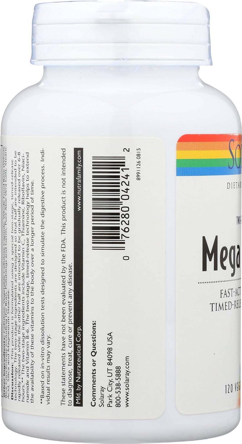 Solaray TwoStage Mega-B-Stress B-Complex, 120 Capsules - görsel 6