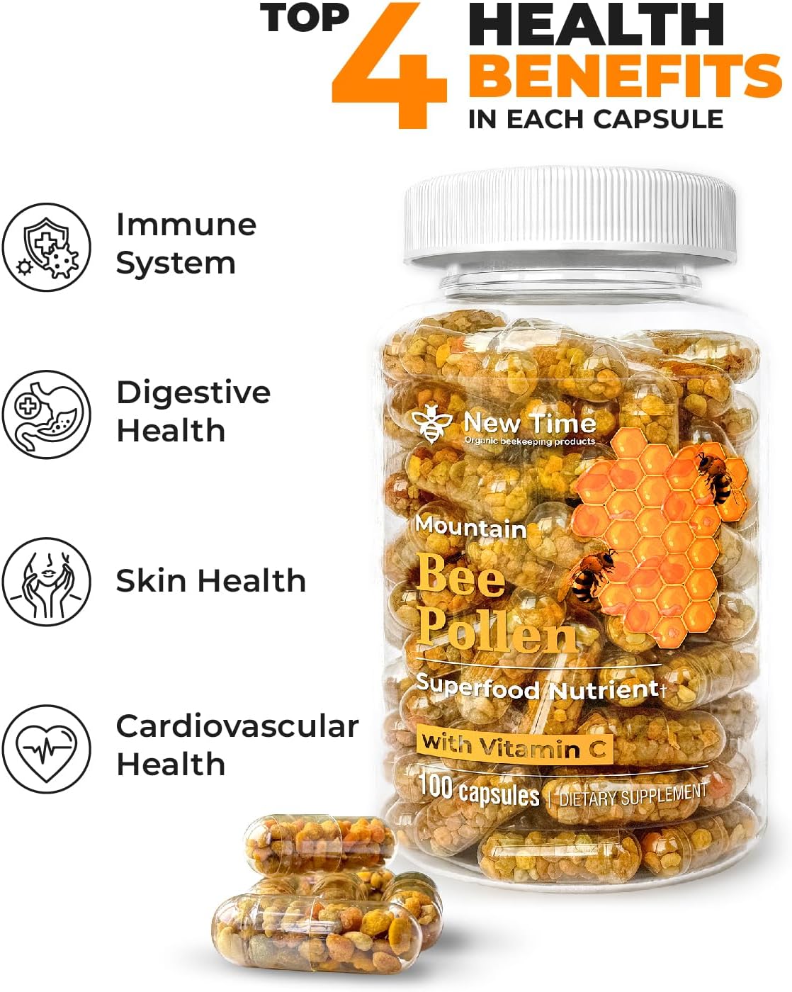 Bee Pollen Capsules – Organic Supplement for Energy and Vitality - görsel 3