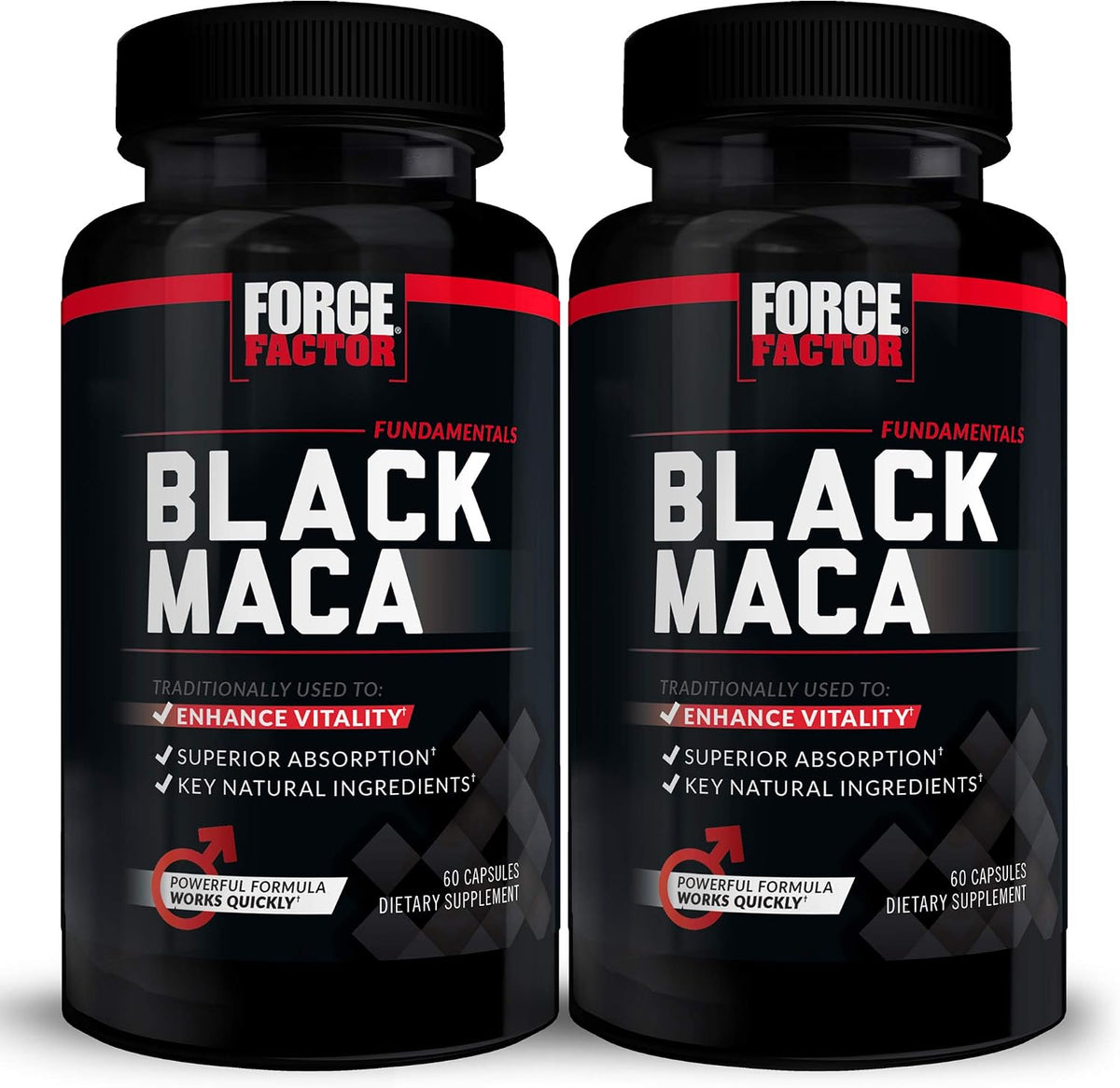 Force Factor Black Maca Root Supplement for Men - 1000mg Maca Negra Extract with BioPerine, 120 Capsules (2-Pack) - görsel 1