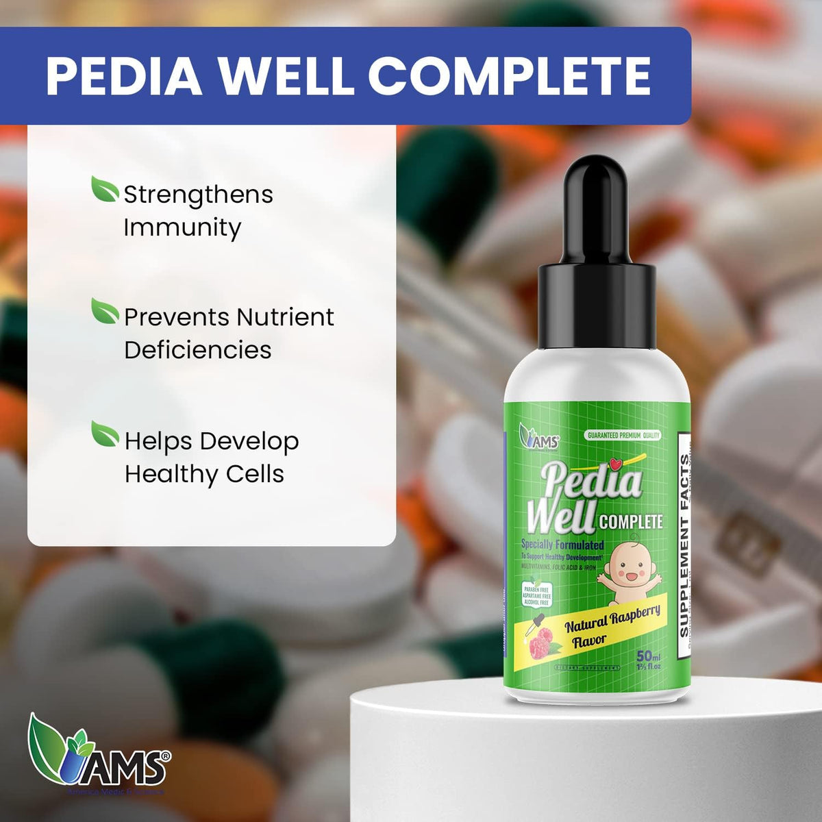 America Medic & Science PediaWell Complete Liquid Multivitamin for Children – 50 ml - görsel 3