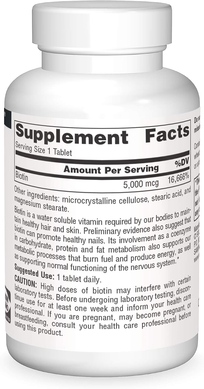 Source Naturals Biotin 5,000mcg High Potency B Vitamin - 200 Tablets - görsel 3