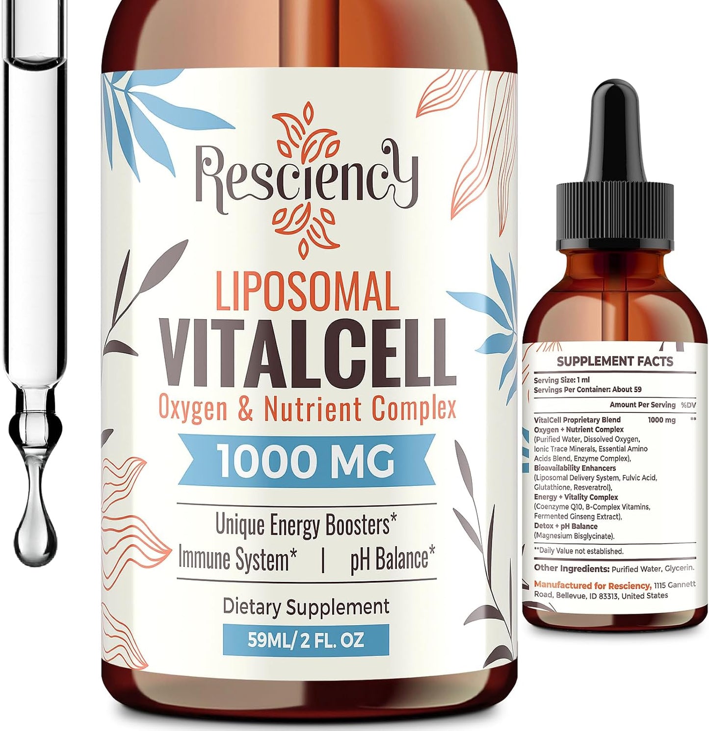 13-in-1 Liquid Oxygen Boost & Nutrient Supplement, Liposomal Optimised-Delivery Blend with Trace Minerals, Amino Acids, CoQ10, B Vitamins & Fulvic Acid, Daily Wellness Liquid Oxygen Drops, 118 ml - görsel 9