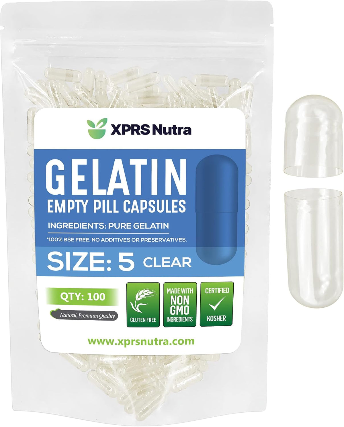 XPRS Nutra Size 5 Empty Capsules – 100 Capsules - görsel 1
