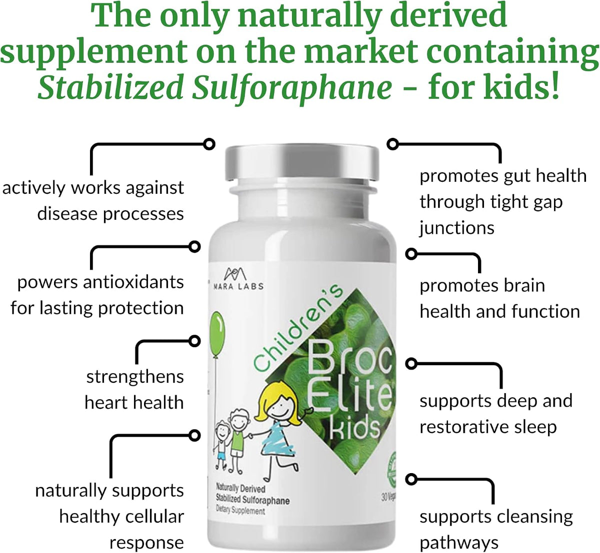 BrocElite Kids - Broccoli Supplement with Naturally Stabilised Sulforaphane - 30 Vegan Capsules - görsel 4