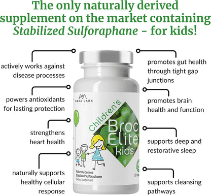 BrocElite Kids - Broccoli Supplement with Naturally Stabilised Sulforaphane - 30 Vegan Capsules