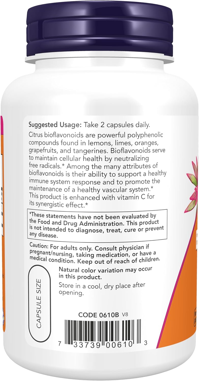 NOW Foods Citrus Bioflavonoids 700 mg with Vitamin C, 100 Capsules - görsel 3