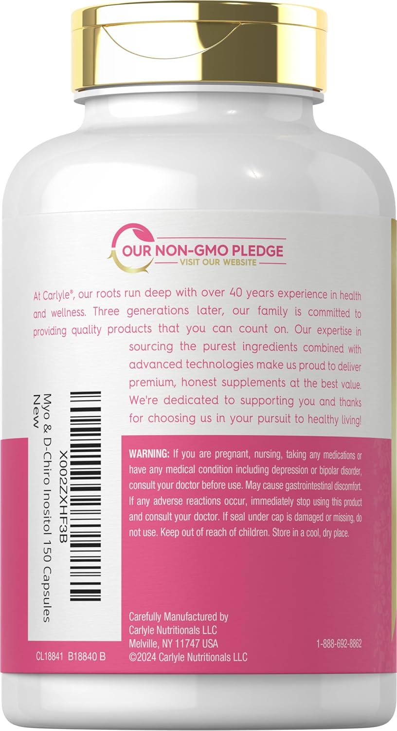 Carlyle Myo-Inositol & D-Chiro Inositol Supplement for Women | 2060mg | 150 Capsules | Non-GMO, Gluten-free Complex - görsel 3