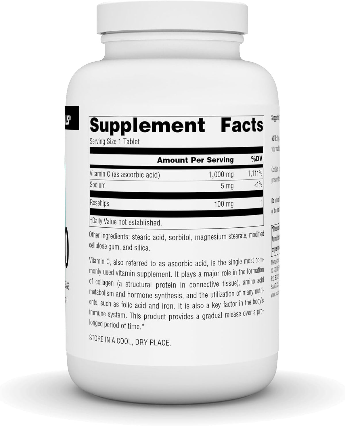 Source Naturals C-1000 with Rose Hips - 1000 mg Vitamin C - 250 Time-Release Tablets - görsel 2