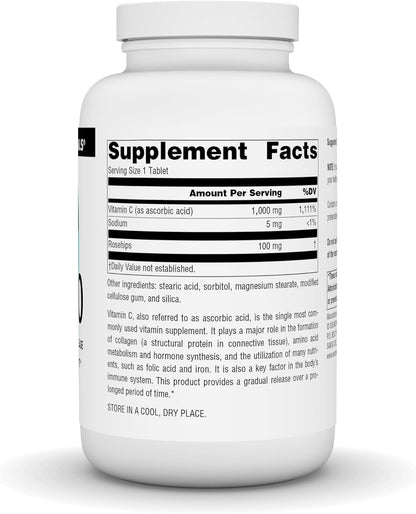 Source Naturals C-1000, with Rose Hips 1000 mg for Immune System Support - 250 Time Release Tablets