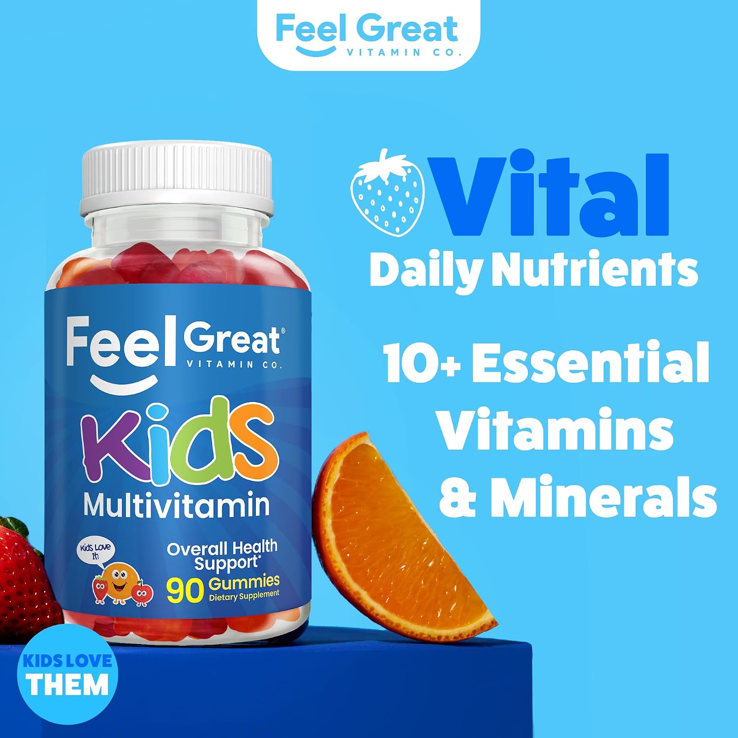 Feel Great Kids Multivitamin Gummies - Citrus & Strawberry Flavoured - 45-Day Supply - görsel 2