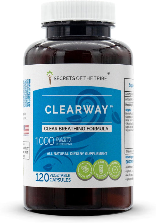 Secrets of the Tribe – Clearway, Clear Breathing Formula, Herbal Food Supplement (120 Capsules)