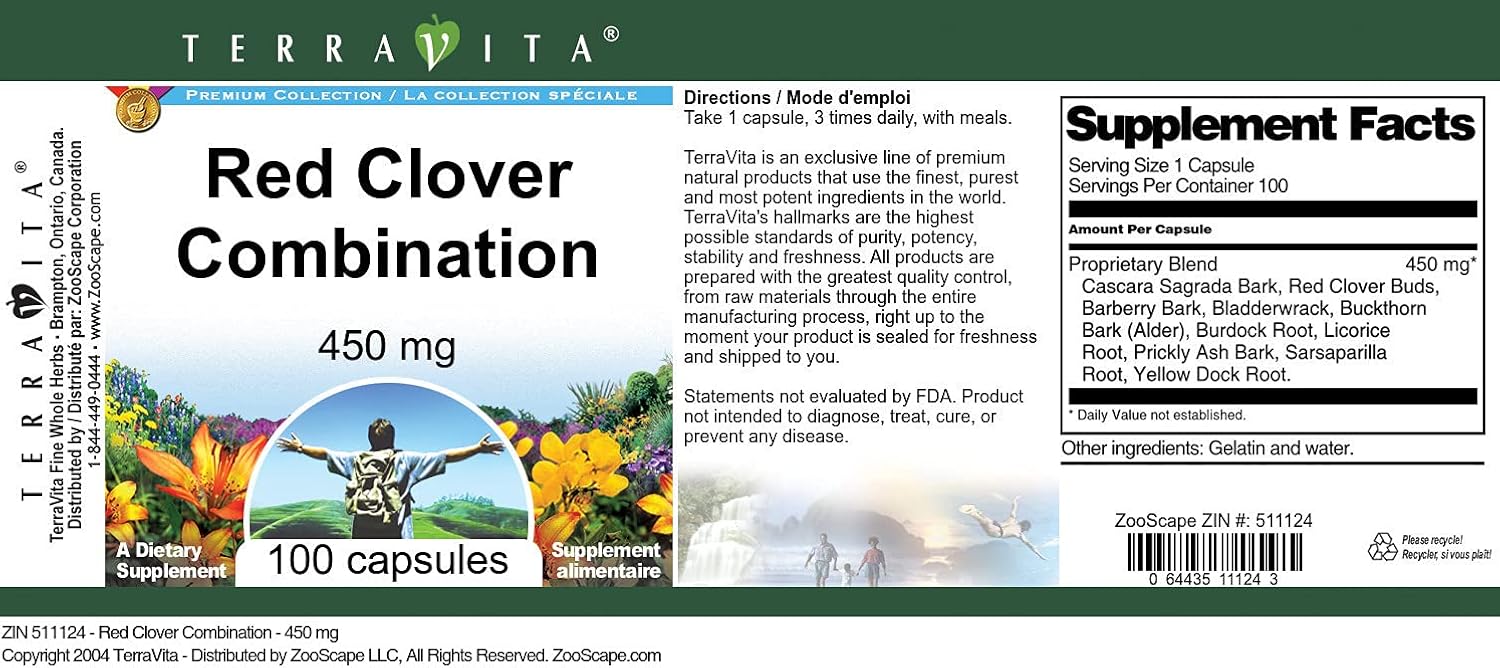 Red Clover Combination - 450 mg, 100 Capsules - görsel 4