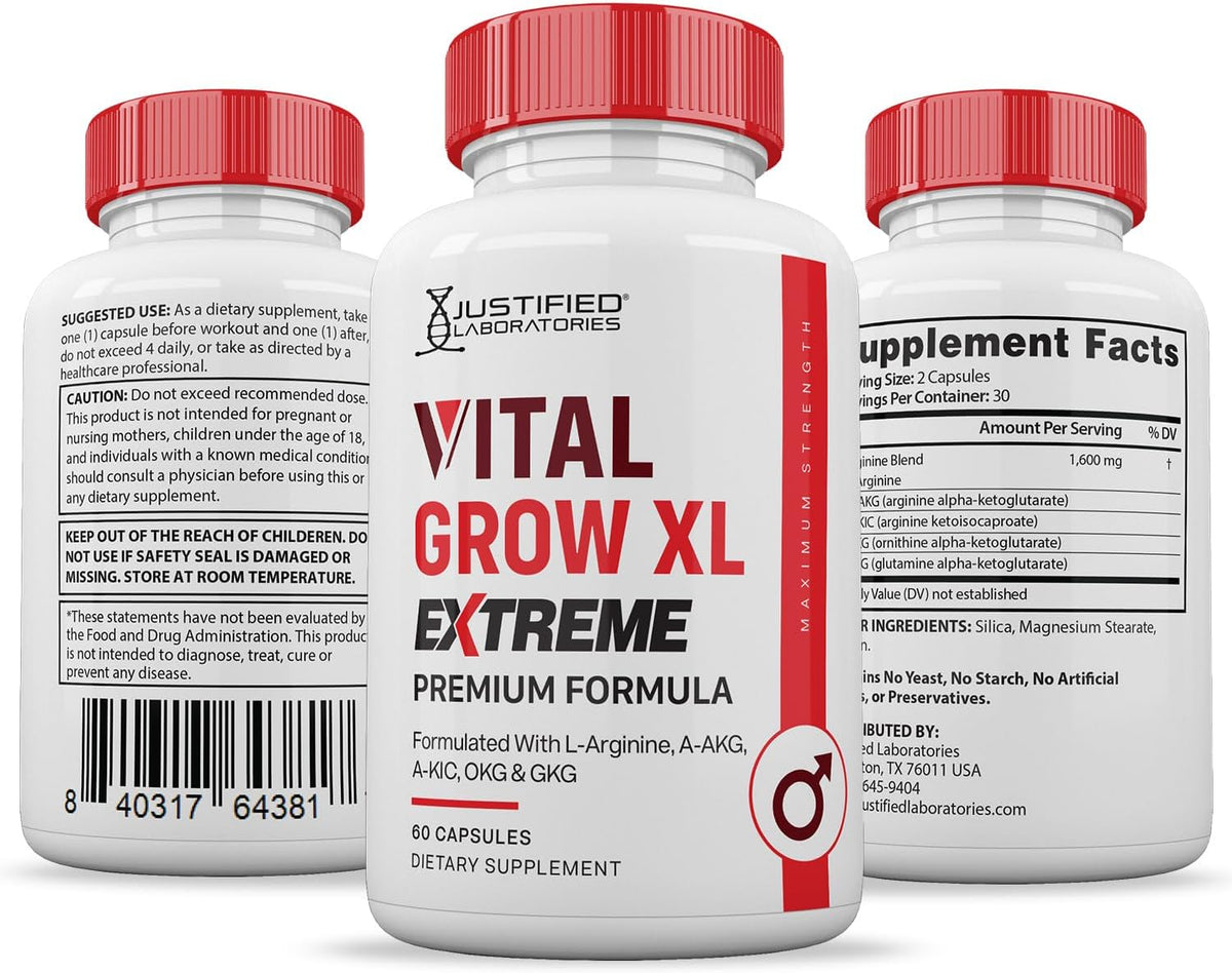 Vital Grow XL Extreme Capsules 1600mg Premium Formula Proprietary Blend for Men's Health 60 Capsules - görsel 7