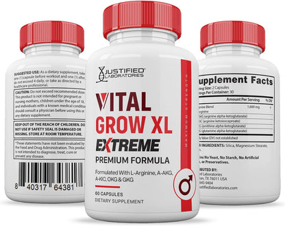 Vital Grow XL Extreme Capsules 1600mg Premium Formula Proprietary Blend for Men's Health 60 Capsules