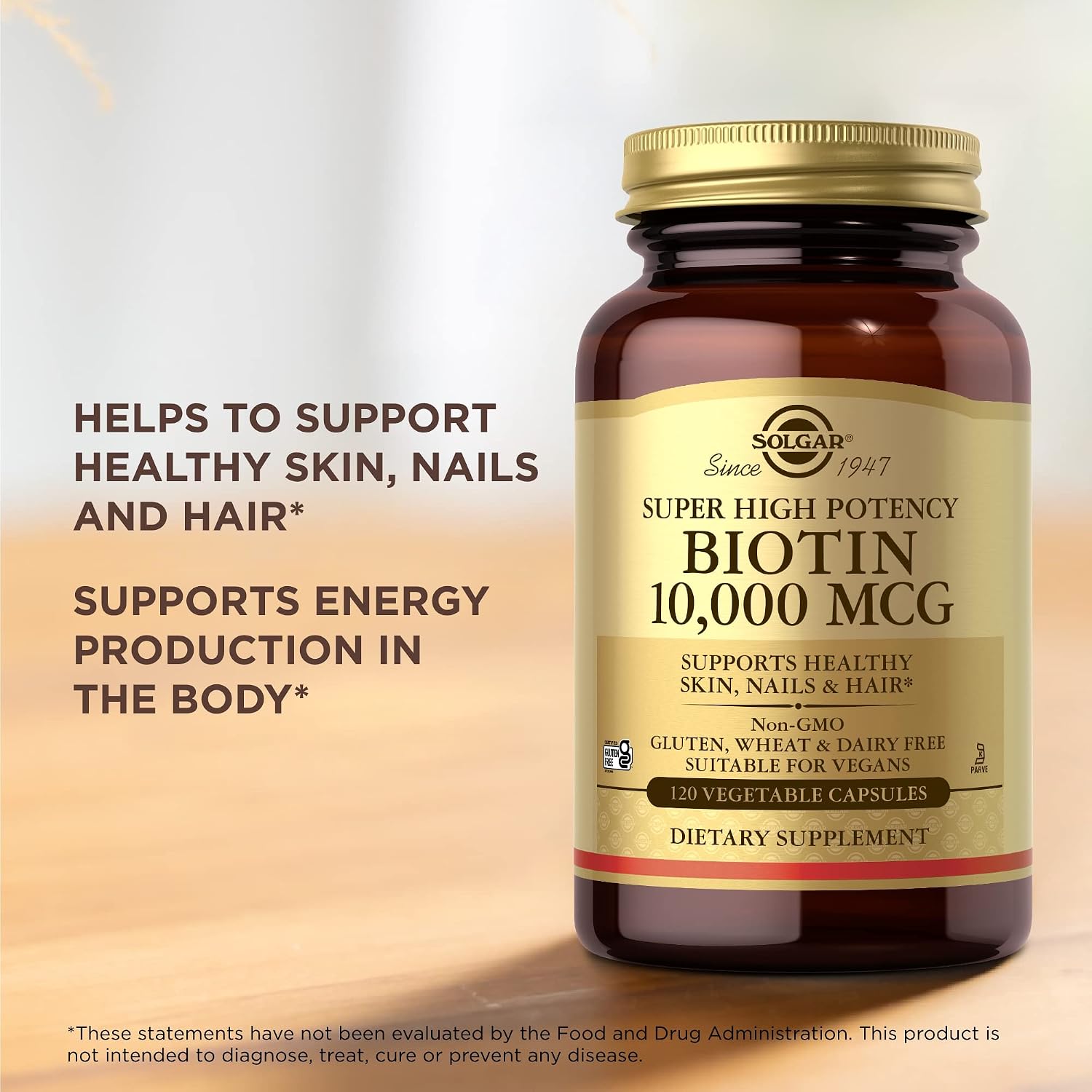Solgar Super High Potency Biotin 10,000 mcg – 120 Vegetable Capsules, Pack of 2 - görsel 5