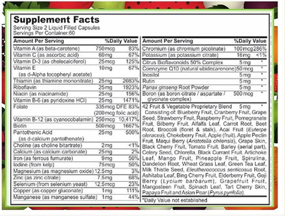 SJJ DEPOT Multivitamin Fruit & Vegetable Liquid Capsules - Daily Multivitamin for Women, Men, Seniors (120 Capsules)