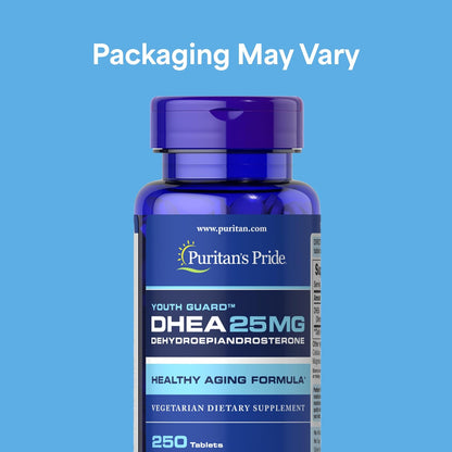 Puritan's Pride Youth Guard™ DHEA for Women and Men 25mg, Food Supplement, 250 Tablets