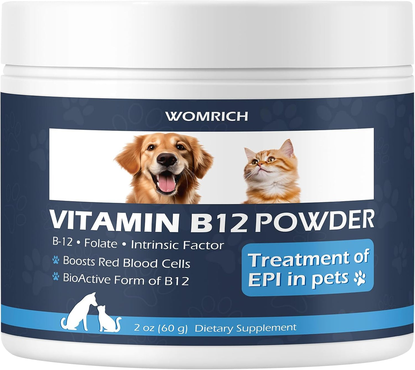 WOMRICH Appetite Support Vitamin for Cats & Dogs - Methylcobalamin B12 Powder with Folate and Intrinsic Factor - görsel 1