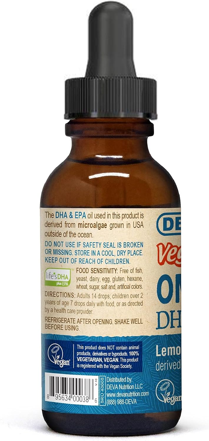 DEVA Vegan Liquid DHA-EPA, Lemon Flavour, 2-Pack (2 fl oz each) - görsel 3