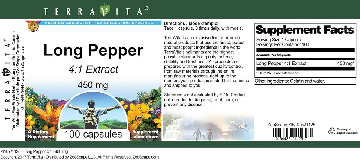 Long Pepper 4:1 Extract – 450 mg, 100 Capsules - görsel 3